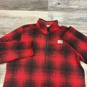 The North Face Tartan Plaid Mens XXL Half Zip Fuzzy Fleece Mock Pullover Shacket